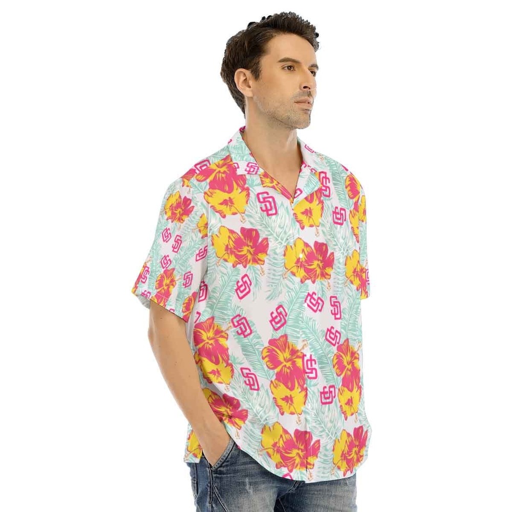 BDA Sports San Diego Padres MLB Floral Hawaiian Shirt Mens Medium